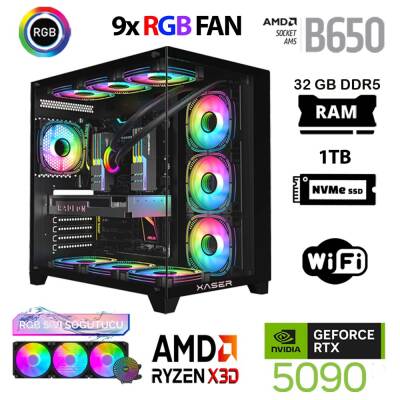 Xaser Lexus x830 Ryzen 7 7800X3D 32GB DDR5 Ram 1TB M.2 NVMe SSD 32GB RTX5090 Masaüstü Oyuncu Bilgisayarı - 1