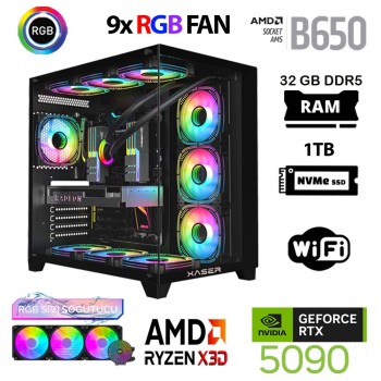 Xaser Lexus x830 Ryzen 7 7800X3D 32GB DDR5 Ram 1TB M.2 NVMe SSD 32GB RTX5090 Oyuncu Tavsiye Sistem - Xaser