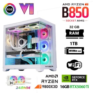 Xaser lexus x860 Ryzen 7 9800X3D 32GB Ram 1TB M.2 NVMe SSD 16GB RTX5060 Ti Sıvı Soğutmalı Oyuncu Bilgisayarı - Xaser
