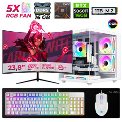 Xaser Live X60 Ryzen 5 7500F 16GB DDR5 Ram 1TB M.2 Nvme SSD 16GB RTX5060 Ti 23.8