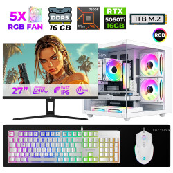 Xaser Live X80 Ryzen 5 7500F 16GB DDR5 Ram 1TB M.2 Nvme SSD 16GB RTX5060 Ti 27