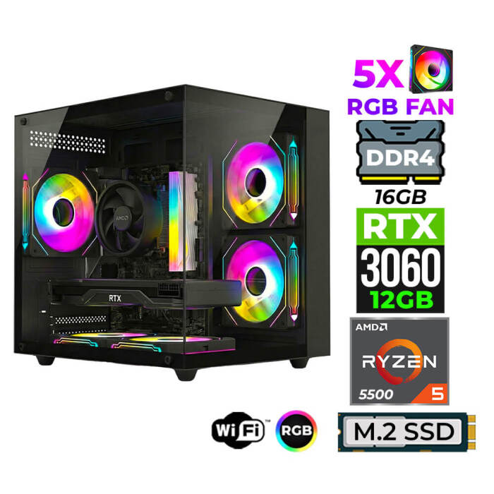 Xaser Mage x10 Ryzen 5 5500 16GB Ram 512GB M.2 NVMe SSD 12GB RTX3060 Oyuncu Tavsiye Sistem - 1