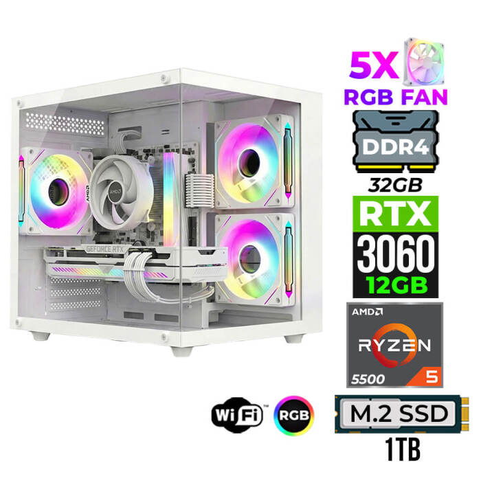 Xaser Mage x40 Ryzen 5 5500 32GB Ram 1TB M.2 NVMe SSD 12GB RTX3060 Oyuncu Tavsiye Sistem - 1