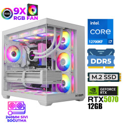 Xaser Master x8 i7 12700KF 32GB DDR5 Ram 1TB M.2 NVMe SSD 12GB RTX5070 Sıvı Soğutmalı Oyuncu Bilgisayarı - 1