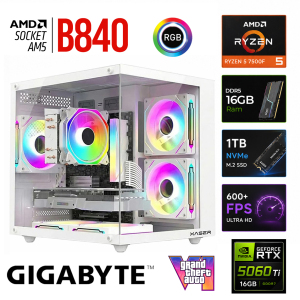 Xaser Monark x60 Ryzen 5 7500F/16GB RTX5060 Ti/1TB M.2 NVMe SSD /16GB DDR5 Beyaz-Gaming Oem Oyuncu Paket - Xaser