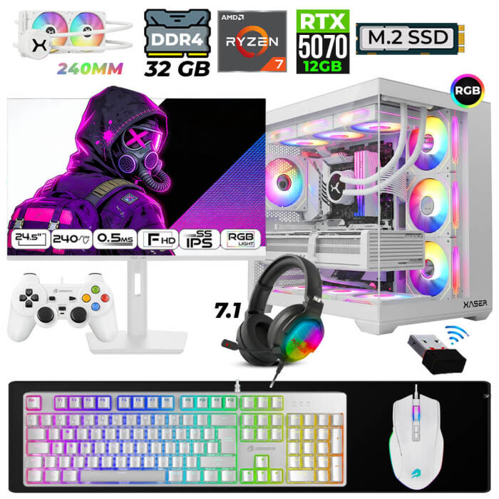 Xaser Moon X30 Ryzen 7 5700X 32GB Ram 1TB M.2 NVMe SSD 12GB RTX5070 Sıvı Soğutmalı 24,5