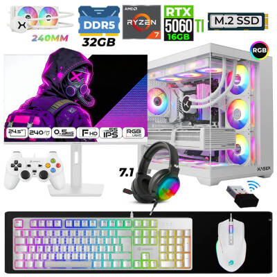 Xaser Moon X60 Ryzen 7 7800X3D 32GB DDR5 Ram 1TB M.2 NVMe SSD 16GB RTX5060Ti Sıvı Soğutmalı 24,5