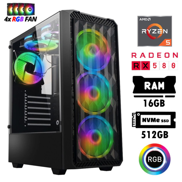 Xaser Nano X50 Ryzen 5 5500 16GB Ram 512GB M.2 Nvme SSD 8GB RX580 Oyuncu Hazır Tavsiye Sistem - 1