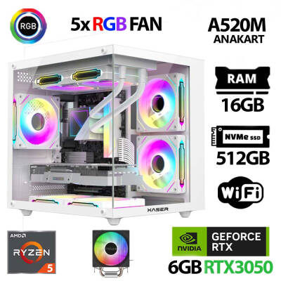 Xaser Narnia X60 Ryzen 5 5500 16GB Ram 512GB M.2 NVMe SSD RTX3050 Oyuncu Tavsiye Sistem - 1