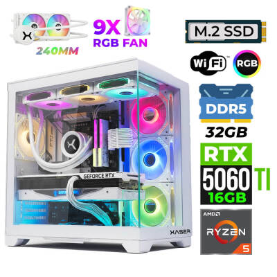 Xaser Nova X160 Ryzen 5 7600 32GB DDR5 Ram 1TB M.2 NVMe SSD 16GB RTX5060 Ti Sıvı Soğutmalı Oyuncu Tavsiye Sistem - 1
