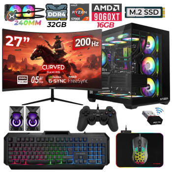 Xaser Nova x40 Ryzen 7 5700X 32GB Ram 1TB M.2 NVMe SSD 16GB RX9060 XT Sıvı Soğutmalı 27