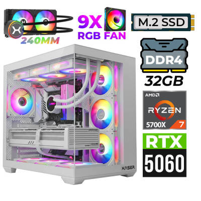 Xaser Nova X60 Ryzen 7 5700X 32GB Ram 2TB M.2 NVMe SSD 8GB RTX5060 Sıvı Soğutmalı Oyuncu Tavsiye sistem - 1