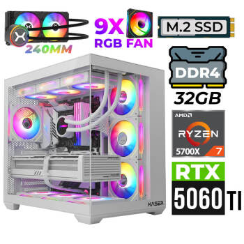 Xaser Nova X70 Ryzen 7 5700X 32GB Ram 2TB M.2 NVMe SSD 16GB RTX5060 Ti Sıvı Soğutmalı Oyuncu Tavsiye sistem - Xaser