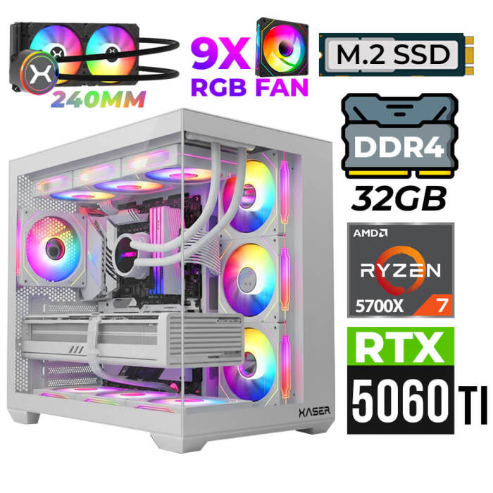 Xaser Nova X70 Ryzen 7 5700X 32GB Ram 2TB M.2 NVMe SSD 16GB RTX5060 Ti Sıvı Soğutmalı Oyuncu Tavsiye sistem - 1