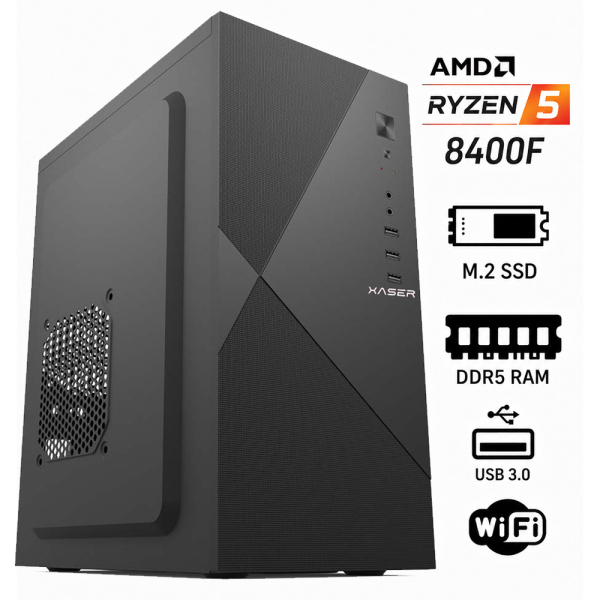 Xaser OfficeX110 Ryzen 5 8400F 16GB DDR5 Ram 512GB M.2 SSD GT610 Ekran Kartı Ofis Bilgisayarı - 1