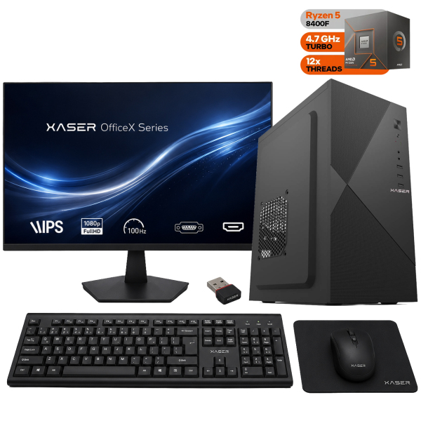 Xaser OfficeX160 Ryzen 5 8400F 16GB DDR5 Ram 256GB M.2 SSD GT610 Ekran Kartı 27