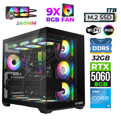 Xaser Pearl X10 i5 14600K 32GB DDR5 Ram 1TB M.2 NVMe SSD 8GB RTX5060 Oyuncu Render Tavsiye Sistem - 1
