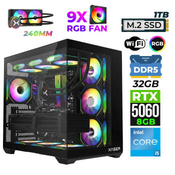 Xaser Pearl X10 i5 14600K 32GB DDR5 Ram 1TB M.2 NVMe SSD 8GB RTX5060 Oyuncu Render Tavsiye Sistem - Xaser