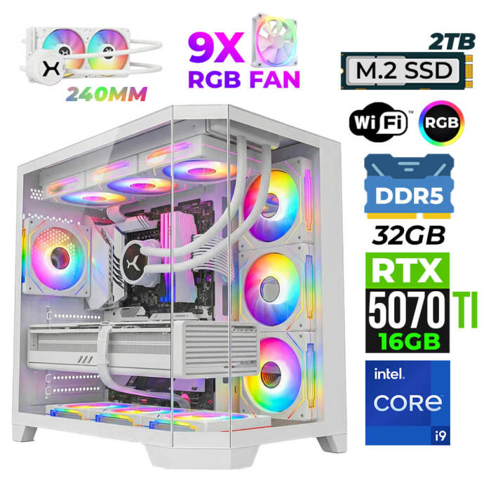 Xaser Pearl X60 i9 14900KF 32GB DDR5 Ram 2TB M.2 NVMe SSD 16GB RTX5070Ti Oyuncu Render Tavsiye Sistem - 1