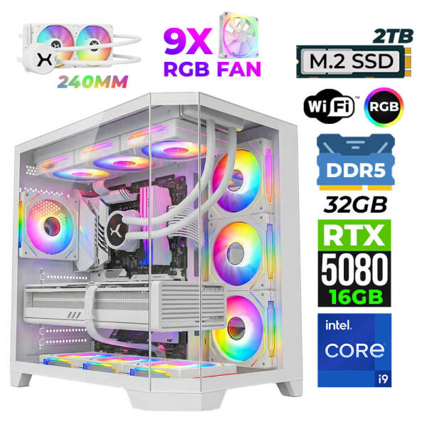 Xaser Pearl X80 i9 14900KF 32GB DDR5 Ram 2TB M.2 NVMe SSD 16GB RTX5080 Oyuncu Render Tavsiye Sistem - 1