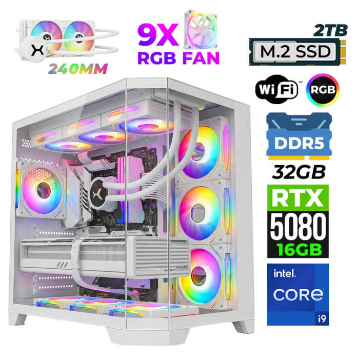 Xaser Pearl X80 i9 14900KF 32GB DDR5 Ram 2TB M.2 NVMe SSD 16GB RTX5080 Oyuncu Render Tavsiye Sistem - 1