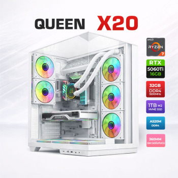 Xaser Queen X20 Ryzen 7 5700X 32GB Ram 1TB M.2 NVMe SSD 16GB RTX5060 Ti Sıvı Soğutmalı Oyuncu Bilgisayarı - Xaser