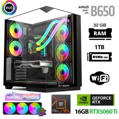 Xaser Queen X4 Ryzen 5 7500F 32GB Ram 1TB M.2 NVMe SSD 16GB RTX5060 Ti Sıvı Soğutmalı Oyuncu Tavsiye Sistem - 1