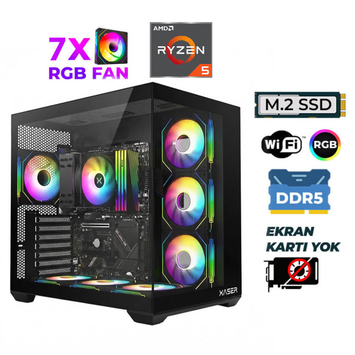 Xaser Raze X10 Ryzen 5 7600 16GB DDR5 Ram 512GB M.2 NVMe SSD Hazır Tavsiye Sistem - 1