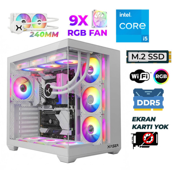 Xaser Raze X200 Intel i5 14600K 32GB DDR5 Ram 1TB M.2 NVMe SSD Sıvı Soğutmalı Hazır Tavsiye Sistem - 1