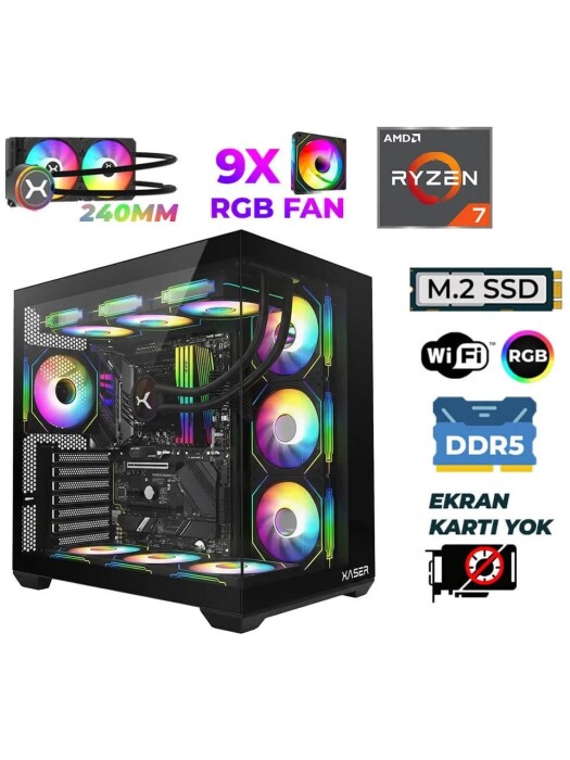 Xaser Raze X230 Ryzen 7 9800X3D 16GB DDR5 Ram 1TB M.2 NVMe SSD Sıvı Soğutmalı Hazır Tavsiye Sistem - 1