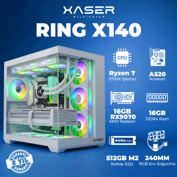 Xaser Ring X140 Ryzen 7 5700X 16GB Ram 512GB M.2 NVMe SSD 16GB RX9070 Masaüstü Oyuncu Bilgisayarı - Xaser