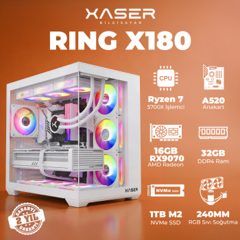 Xaser Ring X180 Ryzen 7 5700X 32GB Ram 1TB M.2 NVMe SSD 16GB RX9070 Masaüstü Oyuncu Bilgisayarı - Xaser