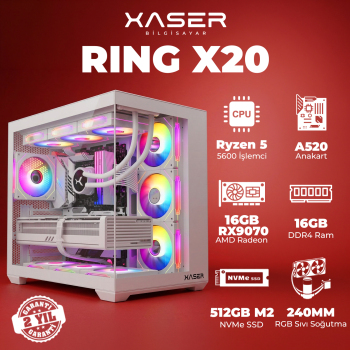 Xaser Ring X20 Ryzen 5 5600 16GB Ram 512GB M.2 NVMe SSD 16GB RX9070 Masaüstü Oyuncu Bilgisayarı - Xaser