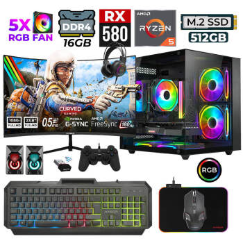 Xaser River X50 Ryzen 5 5500 16GB Ram 512GB M.2 NVMe SSD 8GB RX580 23.8