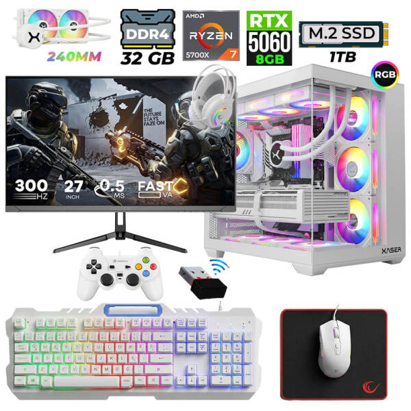 Xaser Rogue X60 Ryzen 7 5700X 32GB Ram 1TB M.2 NVMe SSD 8GB RTX5060 Sıvı Soğutmalı 27