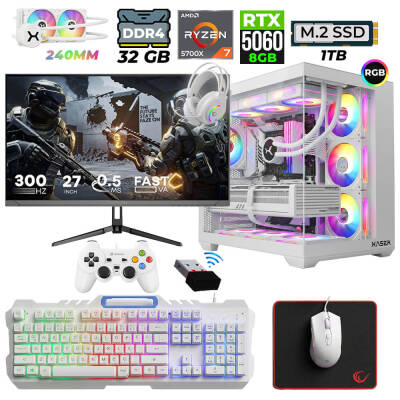 Xaser Rogue X60 Ryzen 7 5700X 32GB Ram 1TB M.2 NVMe SSD 8GB RTX5060 Sıvı Soğutmalı 27