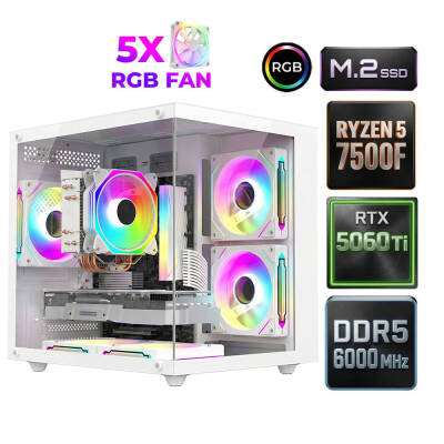 Xaser Sage X120 Ryzen 5 7500F DDR5 32GB Ram 1TB M.2 Nvme SSD 16GB RTX5060Ti Oyuncu Tavsiye Sistem - 1