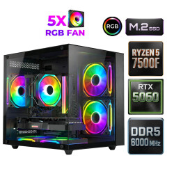 Xaser Sage X50 Ryzen 5 7500F DDR5 16GB Ram 512GB M.2 Nvme SSD 8GB RTX5060 Oyuncu Tavsiye Sistem - Xaser