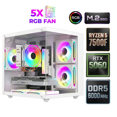 Xaser Sage X80 Ryzen 5 7500F DDR5 32GB Ram 1TB M.2 Nvme SSD 8GB RTX5060 Oyuncu Tavsiye Sistem - 1