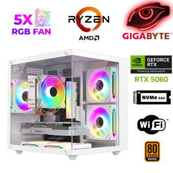 Xaser Savage X60 Ryzen 5 7500F 32GB DDR5 Ram 1TB M.2 NVMe SSD 8GB RTX5060 Masaüstü Oyuncu Bilgisayarı - Xaser