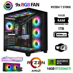 Xaser SovaX30 Ryzen 7 5700x 16GB Ram 1TB M.2 NVMe SSD 16GB RTX5060Ti Sıvı Soğutmalı Masaüstü Oyuncu Bilgisayarı - 1