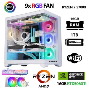 Xaser SovaX50 Ryzen 7 5700x 16GB Ram 1TB M.2 NVMe SSD 16GB RTX5060Ti Sıvı Soğutmalı Masaüstü Oyuncu Bilgisayarı - Xaser