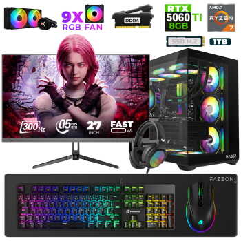 Xaser Star X110 Ryzen 7 5700X 32GB Ram 1TB M.2 NVMe SSD 8GB RTX5060Ti 27