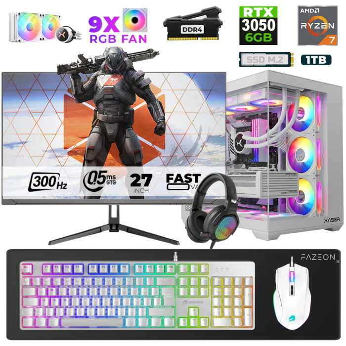 Xaser Star X20 Ryzen 7 5700X 16GB Ram 1TB M.2 NVMe SSD 6GB RTX3050 27
