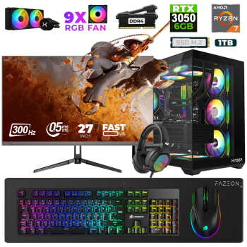 Xaser Star X30 Ryzen 7 5700X 32GB Ram 1TB M.2 NVMe SSD 6GB RTX3050 27