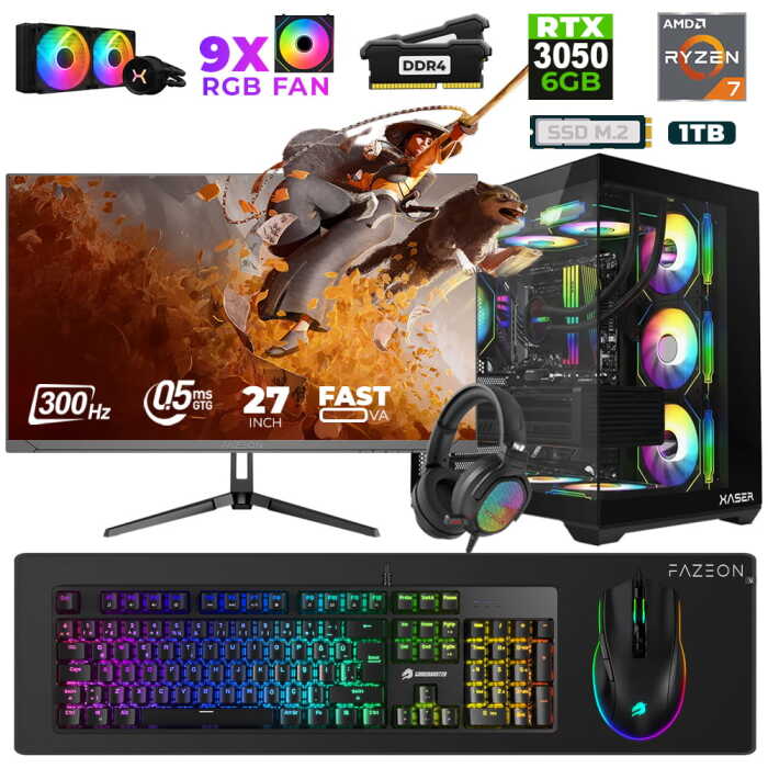Xaser Star X30 Ryzen 7 5700X 32GB Ram 1TB M.2 NVMe SSD 6GB RTX3050 27