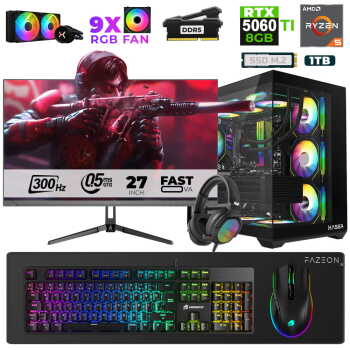 Xaser Star X310 Ryzen 5 7500F 32GB Ram 1TB M.2 NVMe SSD 8GB RTX5060Ti 27