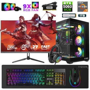 Xaser Star X450 Ryzen 7 7800X3D 16GB Ram 1TB M.2 NVMe SSD 8GB RTX5060 27