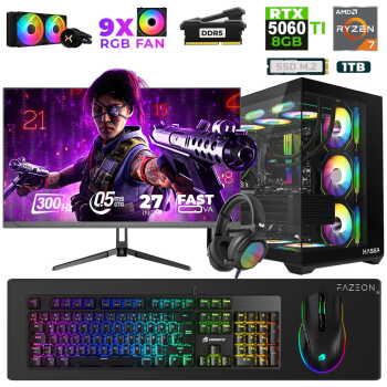 Xaser Star X510 Ryzen 7 7800X3D 32GB Ram 1TB M.2 NVMe SSD 8GB RTX5060Ti 27