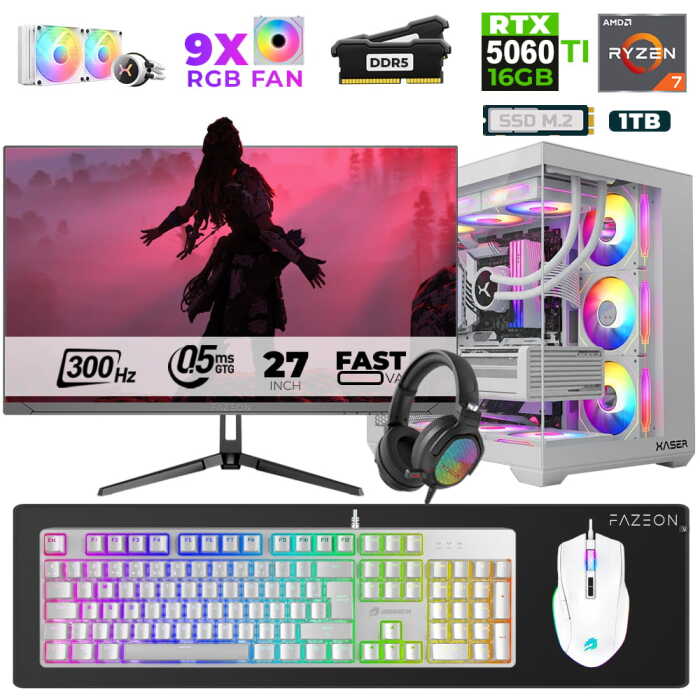 Xaser Star X560 Ryzen 7 7800X3D 32GB Ram 1TB M.2 NVMe SSD 16GB RTX5060Ti 27